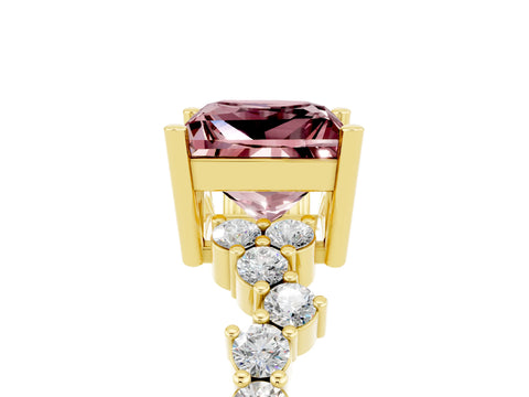 Yellow gold Princess Cut Diamond Cluster Pavé Band with Four-Prong Setting_5