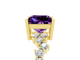 Yellow gold Princess Cut Diamond Cluster Pavé Band with Four-Prong Setting_5