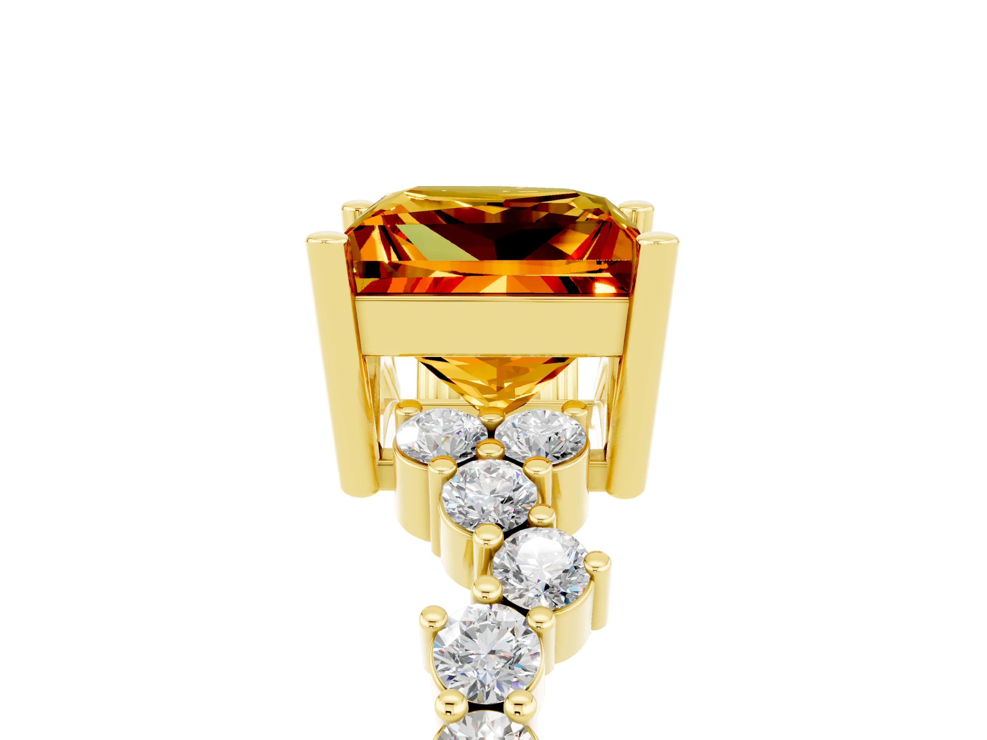 Yellow gold Princess Cut Diamond Cluster Pavé Band with Four-Prong Setting_5