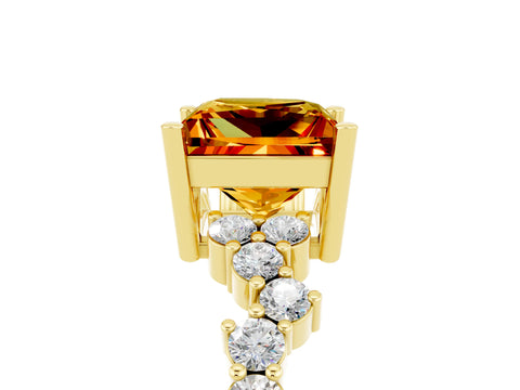 Yellow gold Princess Cut Diamond Cluster Pavé Band with Four-Prong Setting_5