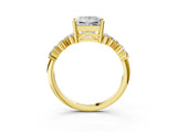 Yellow gold Princess Cut Diamond Cluster Pavé Band with Four-Prong Setting_6