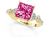 Yellow gold Princess Cut Diamond Cluster Pavé Band with Four-Prong Setting_8