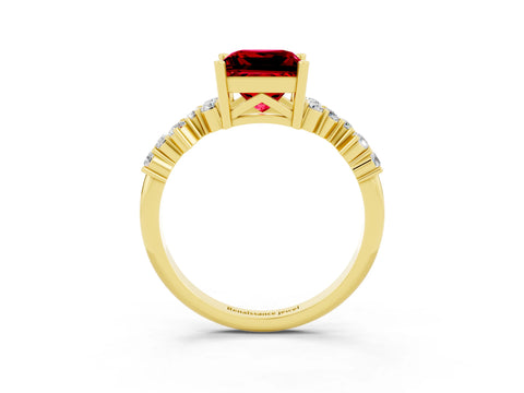 Yellow gold Princess Cut Diamond Cluster Pavé Band with Four-Prong Setting_9