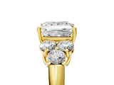 Yellow gold Princess Cut Diamond Cluster Ring with Round Accent Stones and Prong Setting on a Classic Band_66