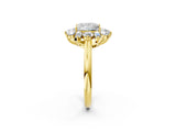 Yellow gold Princess Cut Diamond Cluster Ring with Round and Baguette Stones, Split Shank Band, Prong Setting_17