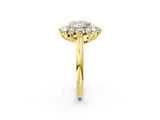 Yellow gold Princess Cut Diamond Cluster Ring with Round and Baguette Stones, Split Shank Band, Prong Setting_5