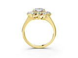 Yellow gold Princess Cut Diamond Cluster Ring with Round and Baguette Stones, Split Shank Band, Prong Setting_6