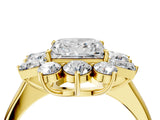 Yellow gold Princess Cut Diamond Cluster Ring with Round and Baguette Stones, Split Shank Band, Prong Setting_7