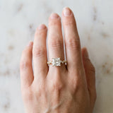 Yellow gold Princess Cut Diamond Cluster Side Stone Solitaire Ring with Prong Setting_72