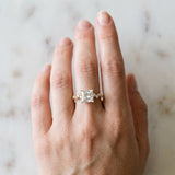 14K Yellow Gold 1.85 Carat D VS1 Princess Diamond Cluster Side Stone Solitaire Ring with Prong Setting