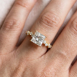 14K Yellow Gold 1.85 Carat D VS1 Princess Diamond Cluster Side Stone Solitaire Ring with Prong Setting