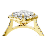 Yellow gold Princess Cut Diamond Cushion Halo Ring with Pavé Band_7