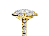 Yellow gold Princess Cut Diamond Cushion Halo Ring with Pavé Band_8