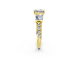 Yellow gold Princess Cut Diamond Engagement Ring with Baguette Side Stones and Channel Set Band_45