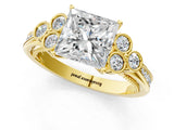 Yellow gold Princess Cut Diamond Engagement Ring with Bezel Set Round Side Stones and Prong Setting_62