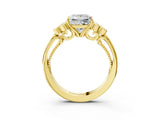 Yellow gold Princess Cut Diamond Engagement Ring with Bezel Set Round Side Stones and Prong Setting_64