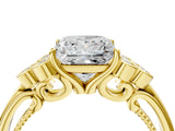 Yellow gold Princess Cut Diamond Engagement Ring with Bezel Set Round Side Stones and Prong Setting_65