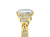 Yellow gold Princess Cut Diamond Engagement Ring with Bezel Set Round Side Stones and Prong Setting_66