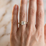 Yellow gold Princess Cut Diamond Engagement Ring with Milgrain Channel Set Band and Prong Setting_109