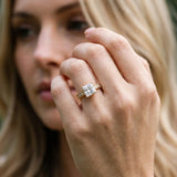 Yellow gold Princess Cut Diamond Engagement Ring with Milgrain Channel Set Band and Prong Setting_111