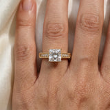 Yellow gold Princess Cut Diamond Engagement Ring with Milgrain Channel Set Band and Prong Setting_112
