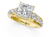 Yellow gold Princess Cut Diamond Engagement Ring with Pavé Band and Four-Prong Setting_16