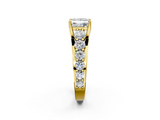 Yellow gold Princess Cut Diamond Engagement Ring with Pavé Band and Four-Prong Setting_17
