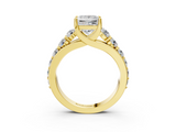 Yellow gold Princess Cut Diamond Engagement Ring with Pavé Band and Four-Prong Setting_18