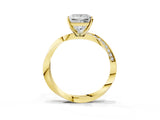Yellow gold Princess Cut Diamond Engagement Ring with Side Stone Accents and Four-Prong Setting_100