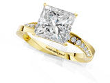 Yellow gold Princess Cut Diamond Engagement Ring with Side Stone Accents and Four-Prong Setting_98