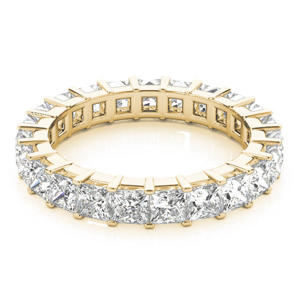 Yellow gold Princess Cut Diamond Eternity Band with Channel Setting and Shared Prong 1