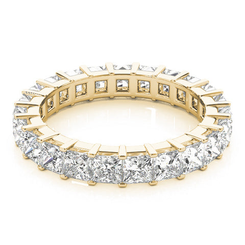 Yellow gold Princess Cut Diamond Eternity Band with Channel Setting and Shared Prong 1