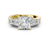Yellow gold Princess Cut Diamond Five-Stone Prong Set White Gold Ring_52