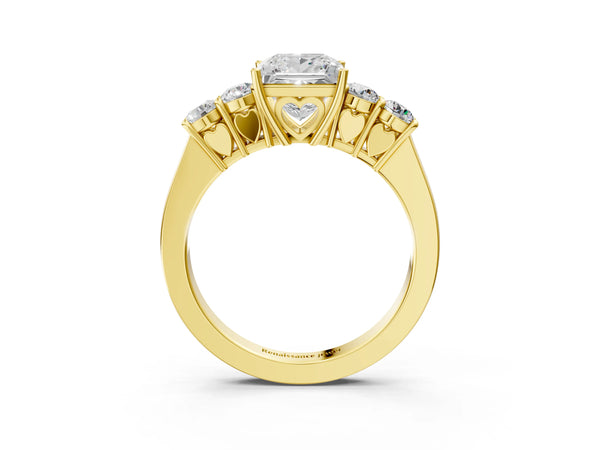 Yellow gold Princess Cut Diamond Five-Stone Prong Set White Gold Ring