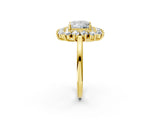 Yellow gold Princess Cut Diamond Floral Double Halo Engagement Ring with Prong Setting_44