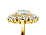 Yellow gold Princess Cut Diamond Floral Double Halo Engagement Ring with Prong Setting_47