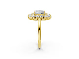 Yellow gold Princess Cut Diamond Floral Double Halo Engagement Ring with Prong Setting_80