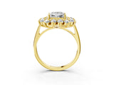 Yellow gold Princess Cut Diamond Floral Double Halo Engagement Ring with Prong Setting_81