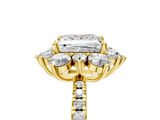 Yellow gold Princess Cut Diamond Floral Halo Pave Band with Prong Setting_41