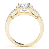 Yellow gold Princess Cut Diamond Halo Engagement Ring with Open Split Pavé Band 2