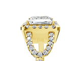 Yellow gold Princess Cut Diamond Halo Engagement Ring with Open Split Pavé Band_11