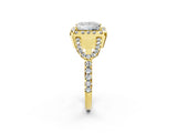 Yellow gold Princess Cut Diamond Halo Engagement Ring with Open Split Pavé Band_20
