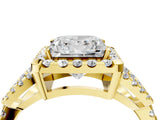 Yellow gold Princess Cut Diamond Halo Engagement Ring with Open Split Pavé Band_22