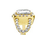 Yellow gold Princess Cut Diamond Halo Engagement Ring with Open Split Pavé Band_23