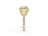Yellow gold Princess Cut Diamond Halo Engagement Ring with Open Split Pavé Band_8