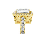 Yellow gold Princess Cut Diamond Halo Engagement Ring with Pavé Band and Prong Setting_32