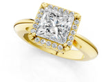 Yellow gold Princess Cut Diamond Halo Engagement Ring with Split Shank and Four-Prong Setting_95