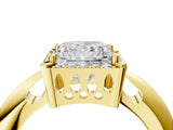 Yellow gold Princess Cut Diamond Halo Engagement Ring with Split Shank and Four-Prong Setting_98