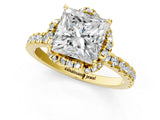 Yellow gold Princess Cut Diamond Halo Pave Band with Four-Prong Setting_5