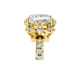 Yellow gold Princess Cut Diamond Halo Pave Band with Four-Prong Setting_9